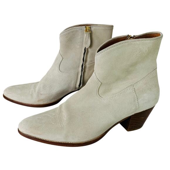 Polo by Ralph Lauren Women's Lucille Calfskin Suede Ankle Boots Cream Size 10B - Picture 1 of 16
